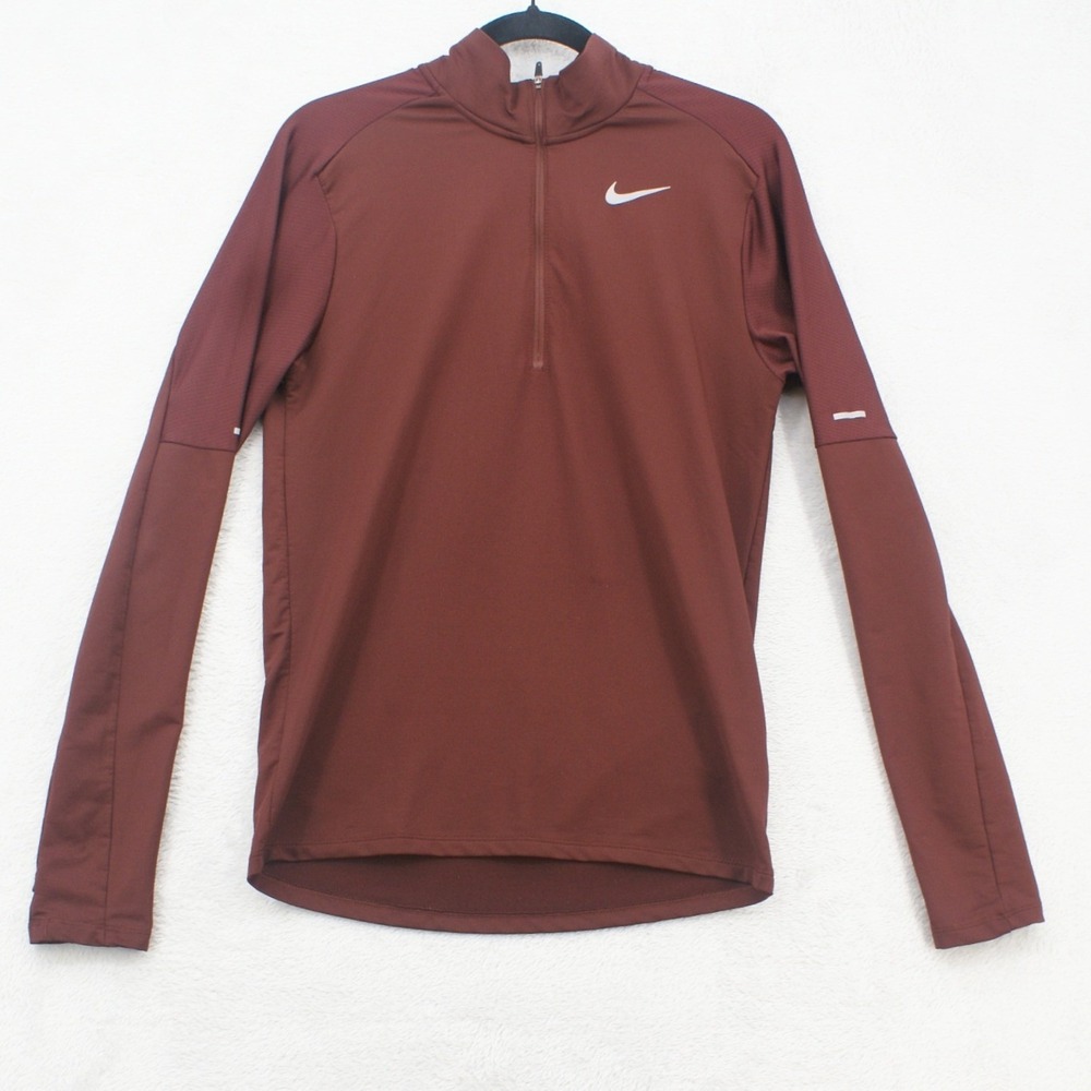 Nike Running Dri-FIT 1/2 Zip Womens S Burgundy Reflective Running Pullover